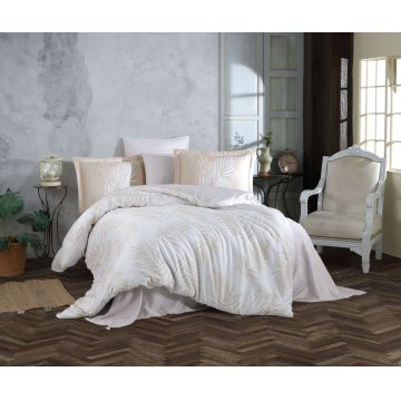 Set de huse de pilotă duble din satin Tencel, L'essentiel Maison, Infinity, Crem / Bej