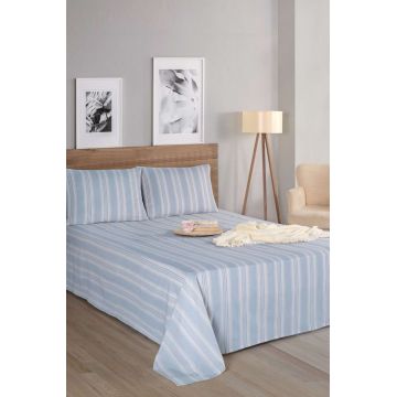 Set de pat dublu (cearceaf cu elastic si perne) 3 piese, L'essentiel Maison, Soft Line, Gri