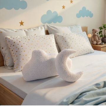 Set perne decorativet, Cloud & Moon, Alb