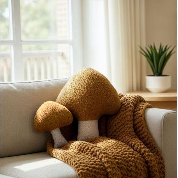 Set perne decorativet, Mushroom Set, Maro/Alb