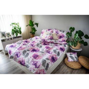 Lenjerie de pat din bumbac satinat Cotton House Penny, 140 x 200 cm, violet