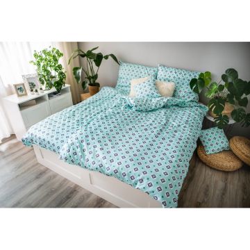 Lenjerie de pat din bumbac satinat Cotton House Regina, 140 x 200 cm, verde