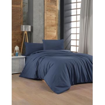 Lenjerie de pat dubla King (FR), L'essentiel Maison, Dark Blue, Albastru inchis