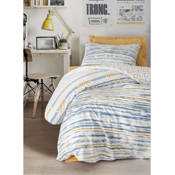 Lenjerie de pat dubla King (FR), L'essentiel Maison, Dashon, Bumbac Ranforce, Galben