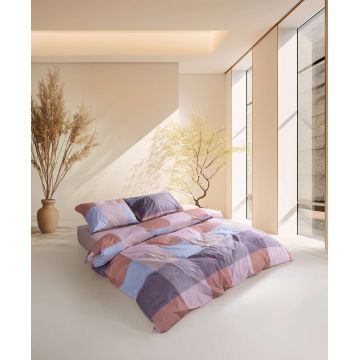 Lenjerie de pat dubla King (FR), L'essentiel Maison, Roan, Albastru / Mov / Portocaliu / Roz