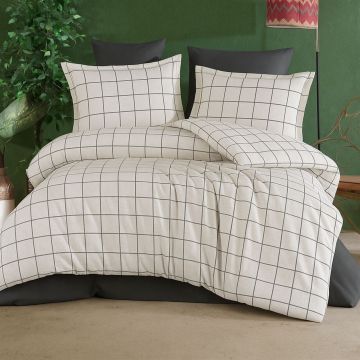 Lenjerie de pat dubla King (IT), 3 piese, L'essentiel Maison, Graph, Alb