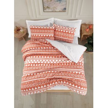 Lenjerie de pat dubla Super King (EU) (IT), 3 piese, L'essentiel Maison, Artec, 65% bumbac/35% poliester, Portocaliu