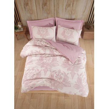 Lenjerie de pat dubla Super King (EU) (IT), 3 piese, L'essentiel Maison, Jumbo, 65% bumbac/35% poliester, Roz prafuit
