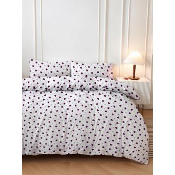 Lenjerie de pat dubla Super King (EU) (IT), 3 piese, L'essentiel Maison, Love Heart, Lila