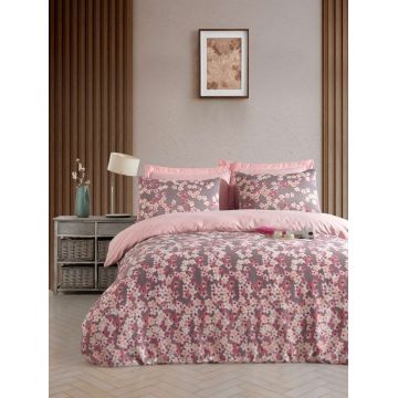 Lenjerie de pat dubla Super King (EU) (IT), 3 piese, L'essentiel Maison, Piti Yaprak, Bumbac;Poliester, Mov