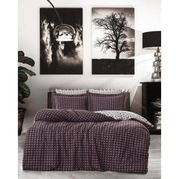 Lenjerie de pat dubla Super King (EU) (IT), L'essentiel Maison, Camicia, Maroon / White