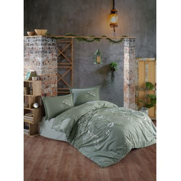 Lenjerie de pat dubla Super King (EU) (IT), L'essentiel Maison, Mohana v1, Verde menta