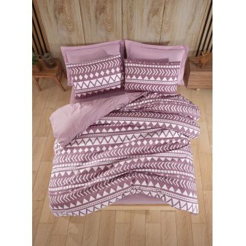 Lenjerie de pat dubla Super King (FR), 3 piese, L'essentiel Maison, Artec, 65% bumbac/35% poliester, Lila
