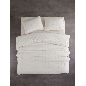 Lenjerie de pat dubla Super King (FR), L'essentiel Maison, Encorte, Crem/Negru