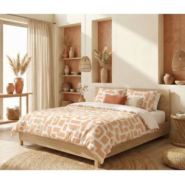 Lenjerie de pat pentru o persoana (FR), 2 piese, L'essentiel Maison, Sienna, Bumbac;Poliester, Portocaliu/Alb