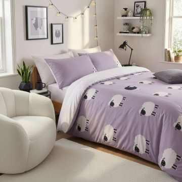 Lenjerie de pat pentru o persoana (FR), 2 piese, L'essentiel Maison, The Black Sheep, Lila