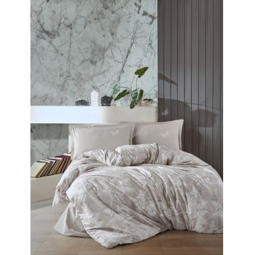 Lenjerie de pat pentru o persoana (FR), L'essentiel Maison, Natur v2, Bumbac Ranforce, Gri