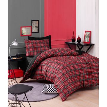 Lenjerie de pat pentru o persoana Single XXL (DE), 2 piese, L'essentiel Maison, Iskoç, 65% bumbac/35% poliester, Rosu