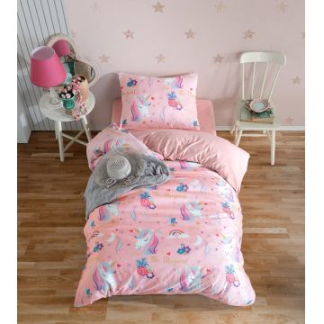 Lenjerie de pat pentru o persoana Single XXL (DE), 2 piese, L'essentiel Maison, Magical, 65% bumbac/35% poliester, Roz