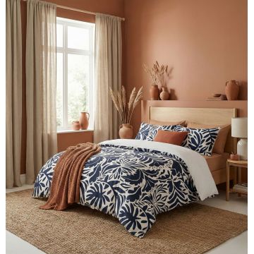 Lenjerie de pat pentru o persoana Single XXL (DE), 2 piese, L'essentiel Maison, Mediterranean Blue, Bumbac;Poliester, Bleumarin/Alb