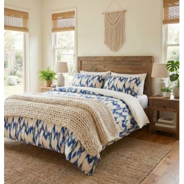 Lenjerie de pat pentru o persoana Single XXL (DE), 2 piese, L'essentiel Maison, Sapphire, Albastru/Alb