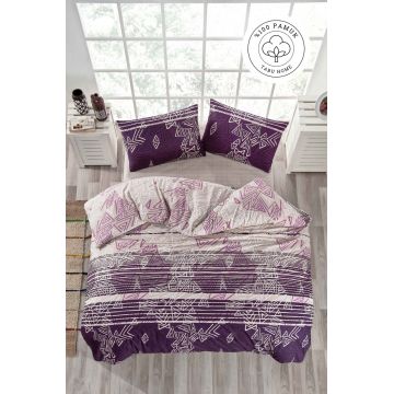 Lenjerie de pat pentru o persoana Single XXL (DE), L'essentiel Maison, Pyramid, Mov/Alb