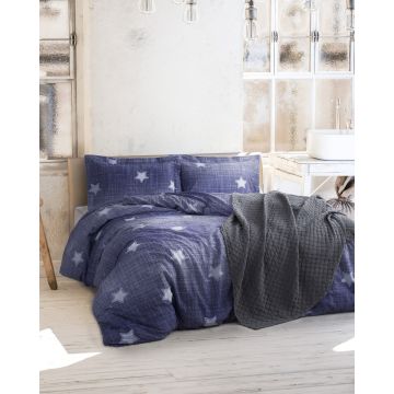 Lenjerie de pat pentru o persoana Single XXL (DE), L'essentiel Maison, Tstar, Albastru inchis/Alb