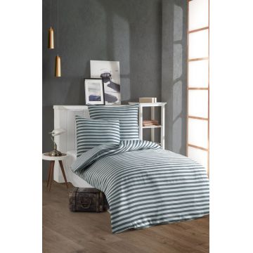 Set lenjerie de pat pentru o persoana Single XL (DE), 2 piese, L'essentiel Maison, Water Yollu Saten, Bumbac;Poliester, Verde