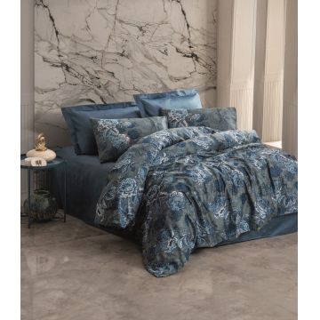 Lenjerie de pat dubla (DE), L'essentiel Maison, Liza, Albastru petrol