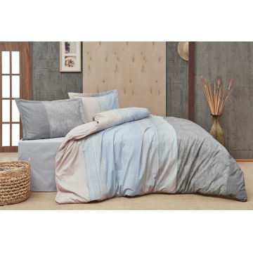 Lenjerie de pat dubla (ES), L'essentiel Maison, Dimlight, Gri / Albastru / Pudră