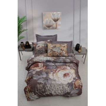 Lenjerie de pat dubla King (EU) (ES), 3 piese, L'essentiel Maison, 469, Gri / Maro / Bej