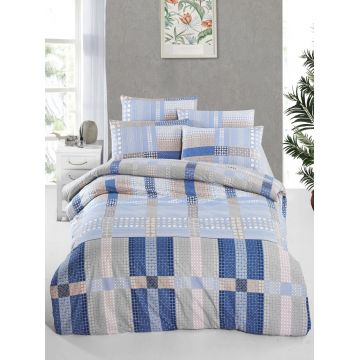 Lenjerie de pat dubla King (EU) (ES), L'essentiel Maison, Orina, Albastru / Albastru închis / Bej / Maro