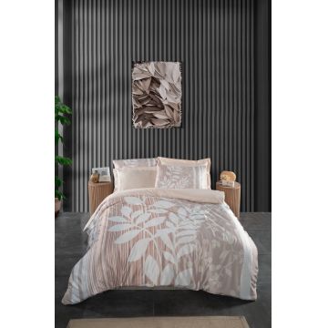 Lenjerie de pat dubla King (FR), 3 piese, L'essentiel Maison, 480, Crem/Alb