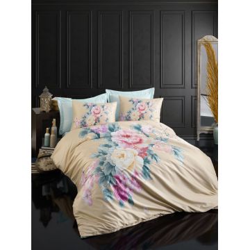 Lenjerie de pat dubla King (FR), 3 piese, L'essentiel Maison, 486, Galben / Roz / Verde