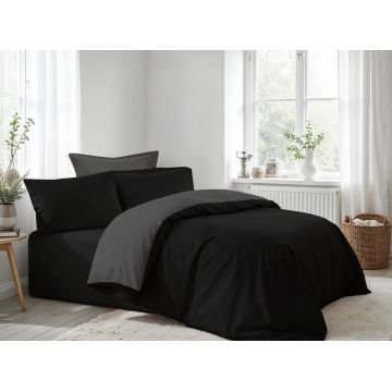 Lenjerie de pat dubla King (FR), L'essentiel Maison, Black, Antracit, Negru / Antracit