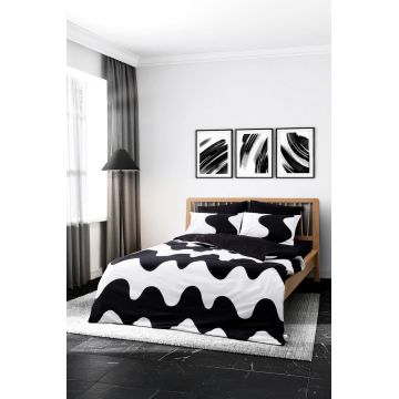 Lenjerie de pat dubla King (FR), L'essentiel Maison, Flow, Negru