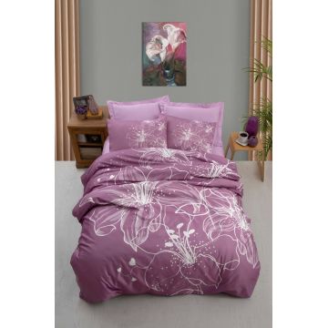 Lenjerie de pat dubla Super King (EU) (IT), 3 piese, L'essentiel Maison, 471, Liliac / Alb