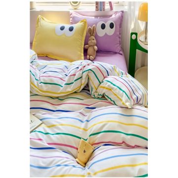 Lenjerie de pat dubla Super King (EU) (IT), 3 piese, L'essentiel Maison, Funny, Galben / Liliac