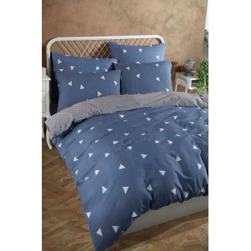 Lenjerie de pat dubla Super King (EU) (IT), 3 piese, L'essentiel Maison, Geometrik, Albastru