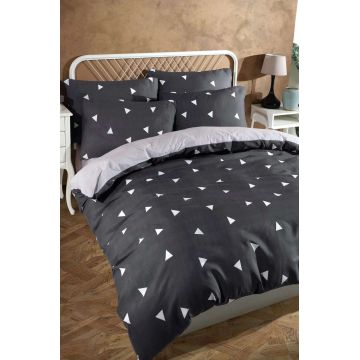 Lenjerie de pat dubla Super King (EU) (IT), 3 piese, L'essentiel Maison, Geometrik, Gri