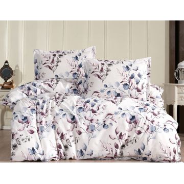 Lenjerie de pat dubla Super King (EU) (IT), L'essentiel Maison, Blossom, Alb / Mov / Albastru / Gri
