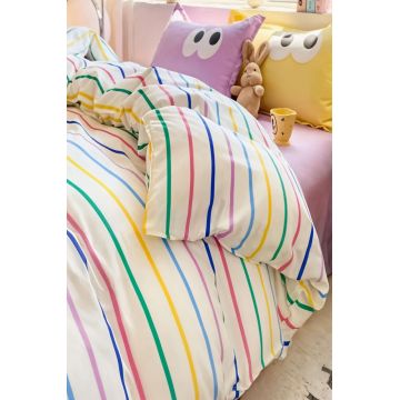 Lenjerie de pat dubla Super King (FR), 3 piese, L'essentiel Maison, Funny, Lila