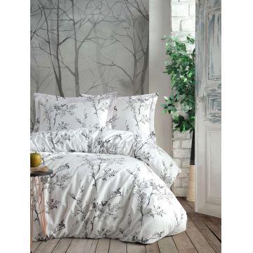 Lenjerie de pat dubla Super King (FR), L'essentiel Maison, Cicory, Alb/Verde