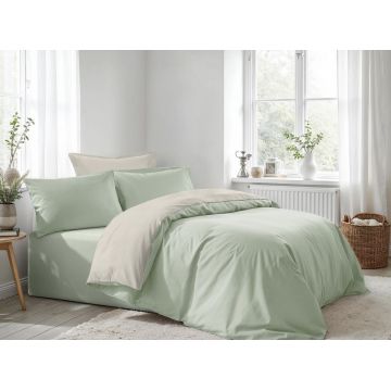 Lenjerie de pat dubla Super King (FR), L'essentiel Maison, Light Green, Crem, Verde deschis, Crem