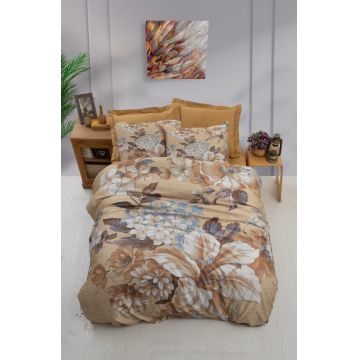 Lenjerie de pat pentru o persoana (DE), 2 piese, L'essentiel Maison, 475, Bej / Maro / Alb