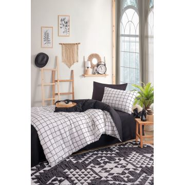 Lenjerie de pat pentru o persoana (DE), 2 piese, L'essentiel Maison, Artus, Alb/Negru