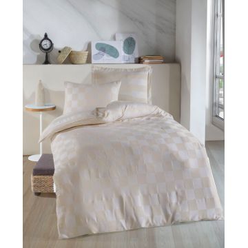 Lenjerie de pat pentru o persoana (DE), 2 piese, L'essentiel Maison, Kareli Saten, Bej