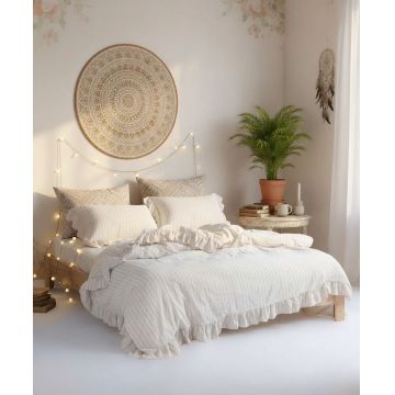 Lenjerie de pat pentru o persoana (DE), L'essentiel Maison, Leila, Crem