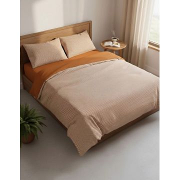 Lenjerie de pat pentru o persoana (DE), L'essentiel Maison, Stark Kombin, Scorțișoară / Albastru închis