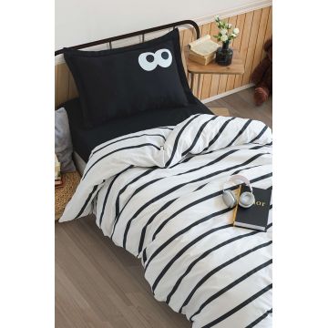 Lenjerie de pat pentru o persoana (FR), 2 piese, L'essentiel Maison, Funny, Negru